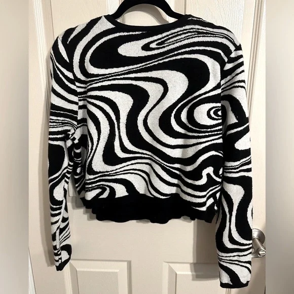 SO Women's Abstract Swirl Sweater Tank & Cardigan Set, Black & White, Sz XL - Picture 6 of 16